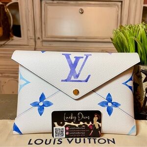 Monogram By The Pool Large Kirigami Pochette Blue Watercolor 2023